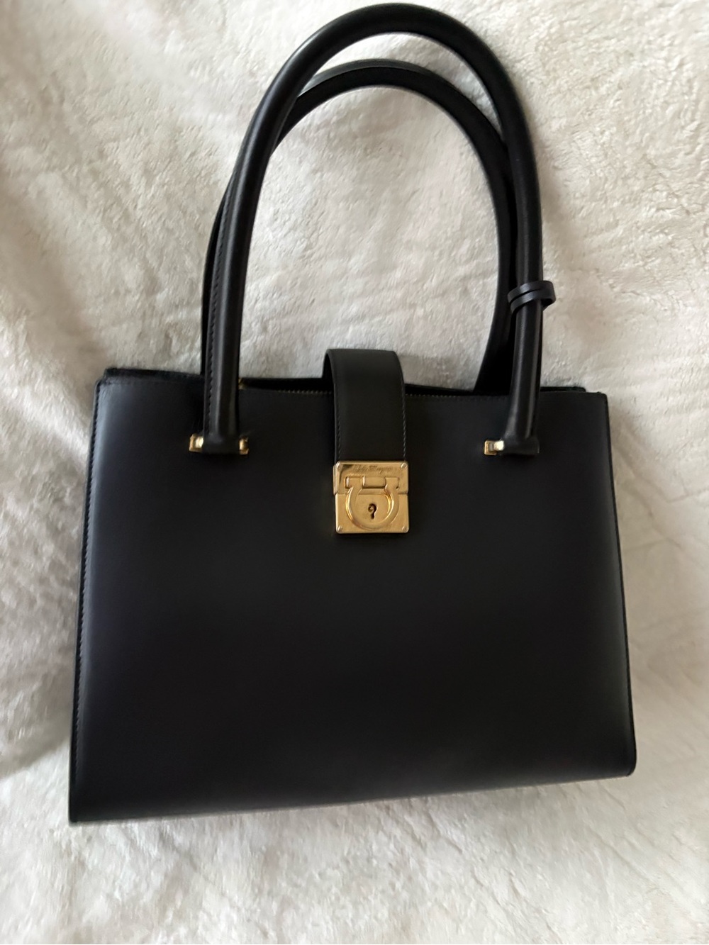 Salvatore Ferragamo Juliette Structured Top-Handle Satchel with Gold